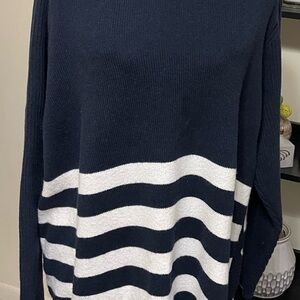 Navy and White Striped Sweater 2X